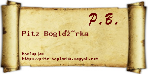Pitz Boglárka névjegykártya